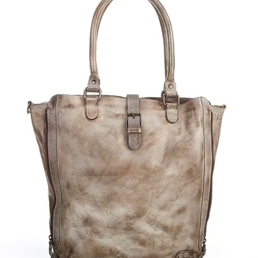 Bed Stu Mildred North South Leather Zip Tote Bag - Taupe